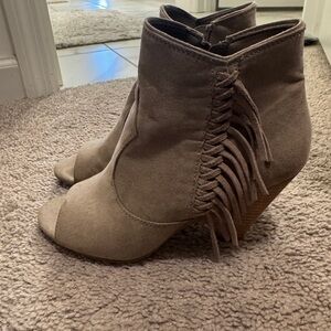 Carlos by Carlos Santana Fringe Suede Ankle Boots - Tan